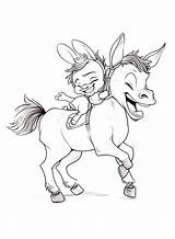 Happy Donkey Coloring Page  Free Printable Pages sketch template