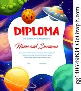 53 Kids Diploma Cartoon Galaxy Space Planets And Ufo Clip Art | Royalty Free - GoGraph