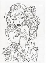 Pinup Zombie By Kitajec On DeviantART  Skull coloring Pages Coloring sketch template