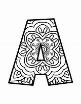 Letter Pages Mandala Coloring sketch template