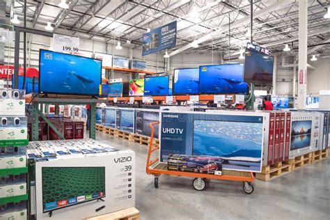 Costco Wholesale with Row of Big Screen, Smart TVs Display Editorial ...