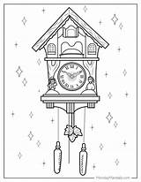 Relogio Cuckoo Cuco Colorir Mewarnai Zegar Dinding Cool2bkids Uhr  sketch template