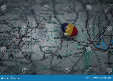 Focsani Pinned on a Map with the Flag of Romania Stock Photo - Image of road, cartography: 214102300