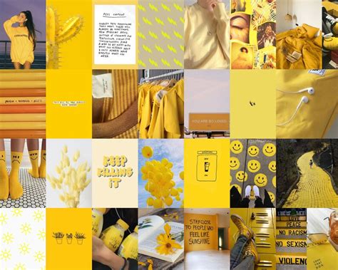 Yellow Wall Collage Kit Yellow Collage Kit Yellow Aesthetic - Etsy