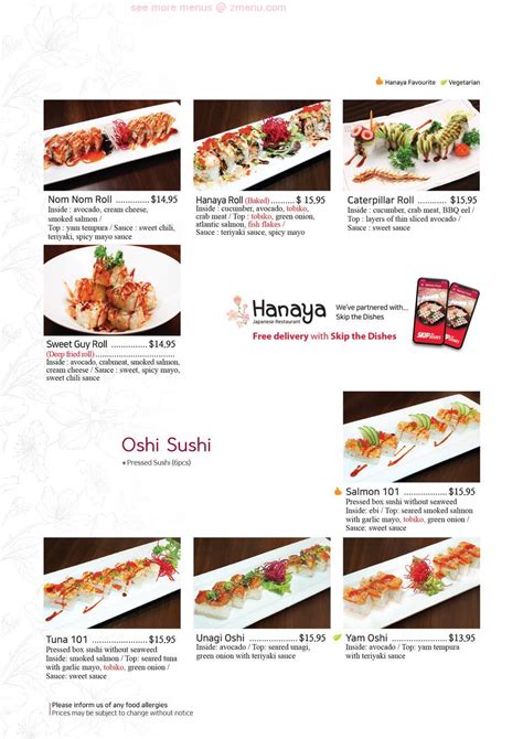 Online Menu of Hanaya Japanese Restaurant Restaurant, Surrey, British Columbia, V4P 1G6 - Zmenu