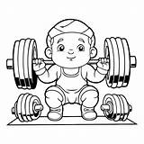 Premium Vector  Cute Baby Boy Lifting barbells coloring Book sketch template