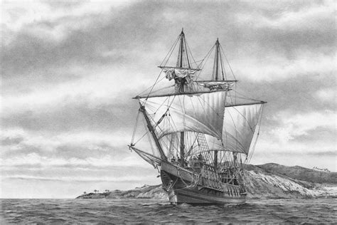 Caravel Ship Drawing by Andrey Poletaev - Pixels