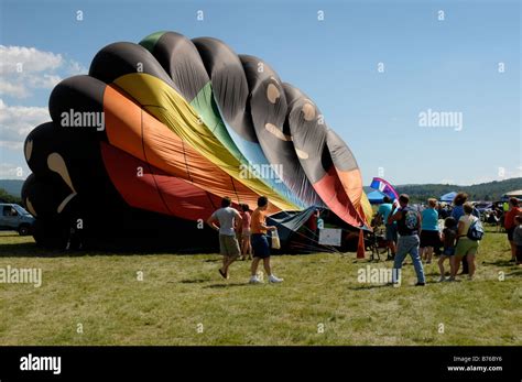 Hot air balloon preparing for flight at the Dansville Balloon Festival ...