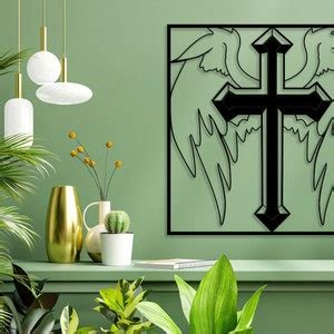 Jesus Christ Crucifix Cross Wall Art Angel Wing Christian - Etsy