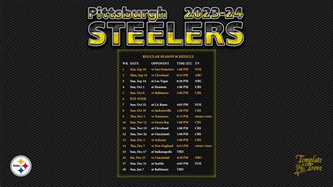 2023-2024 Pittsburgh Steelers Wallpaper Schedule