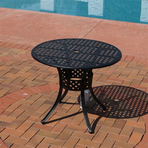 Sunnydaze Round Patio Dining Table - Outdoor Durable Cast Aluminum Construction - Decorative ...