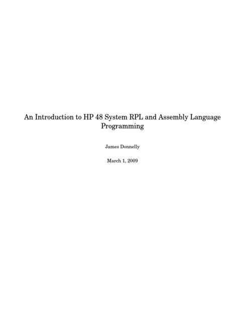 An Introduction to HP 48 System RPL and Assembly Language Programming ...