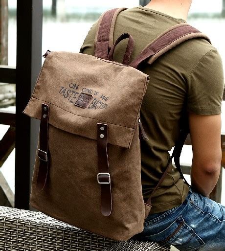 Vintage canvas backpack leather, canvas knapsack backpack - BagsEarth