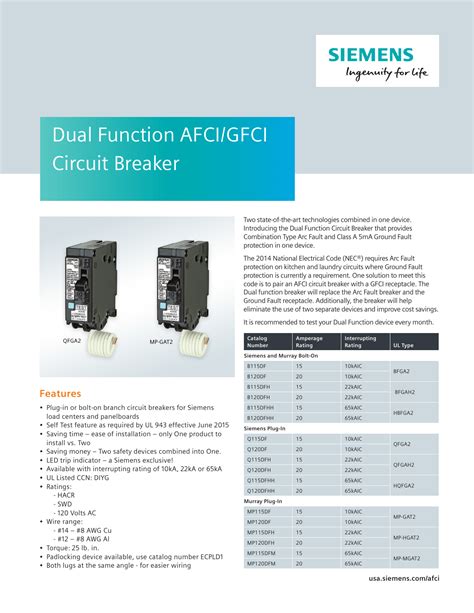 Siemens 20 Amp Afci Gfci Dual Function Circuit Breaker - Circuit Diagram