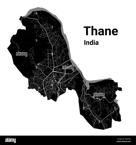 Thane map. Detailed vector map of Thane city administrative area. Cityscape poster metropolitan ...