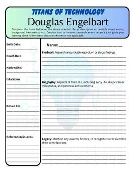 Titans of Technology: Douglas Engelbart Biography Worksheet | TPT