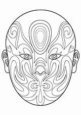 Chinese Opera Mask coloring Page  Free Printable Coloring Pages sketch template