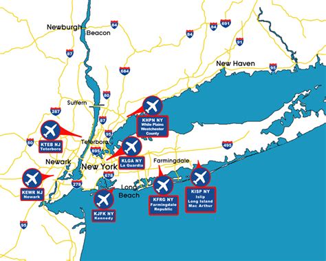 Map of New York airports - AB Corporate Aviation - Executive air ...