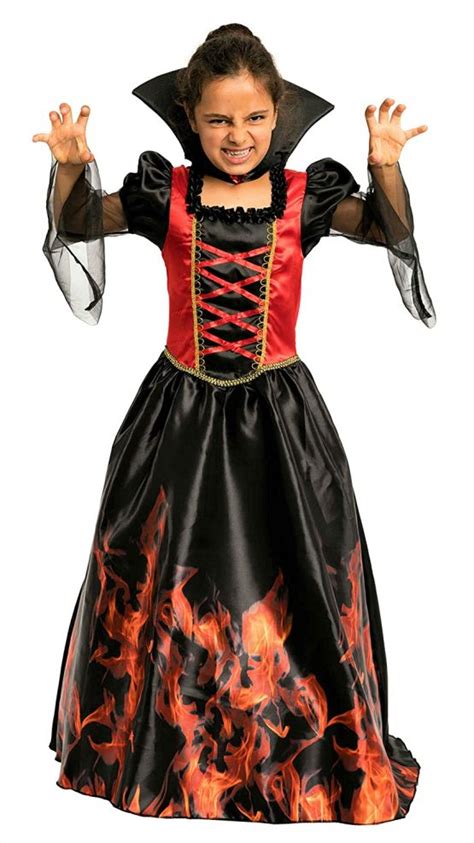 Magicoo glamour vampire costume girls kids Halloween red and black – fancy dress costume child ...