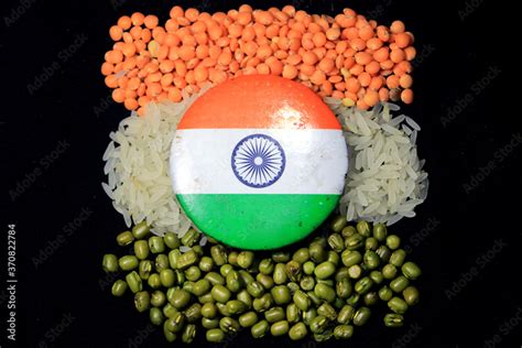 15 August India Independence Day concept, Indian flag made by grains ...