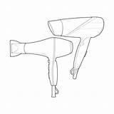Set Of Hair dryer Line Art Vector Hand Drawing Isolated For  sketch template