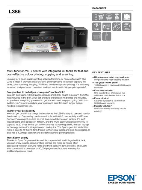 Epson L386 A4 Colour MultiFunction Ink Tank System Printer | Printer (Computing) | Image Scanner