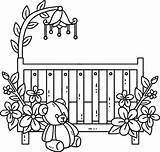 Baby Shower Crib Isolated Coloring Page 52298476 Vector Art At  sketch template