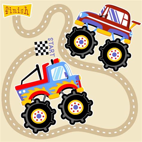 Premium Vector | Monster truck race cartoon vector