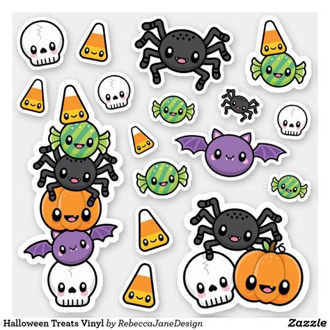 Halloween Treats Vinyl Sticker | Zazzle | Halloween stickers, Halloween stickers printable ...