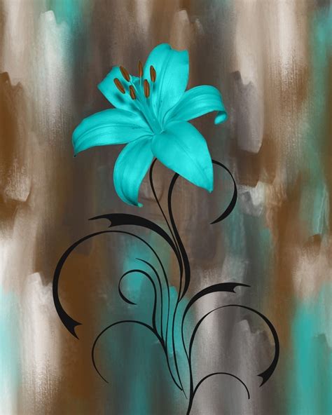 2024 Latest Teal Flower Canvas Wall Art