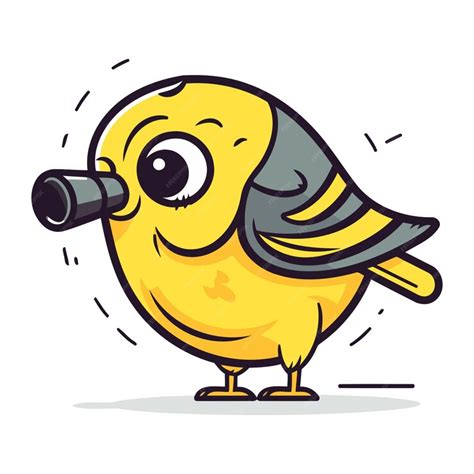 Premium Vector | Cute little bird with binoculars cartoon vector ...