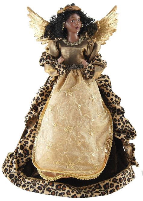 African American Leopard Angel Tree Topper (Black Christmas Decor ...