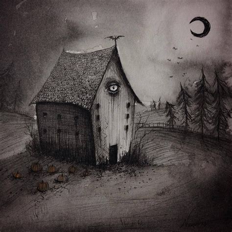 Witch Cabin, Witch Cottage, Witch House, Cabin Tattoo, Creepy Houses, Creepy Drawings, Arte ...