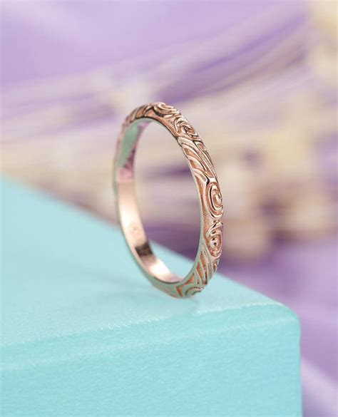 Rose Gold Wedding Band Vintage Antique Dainty Minimalist Simple ...