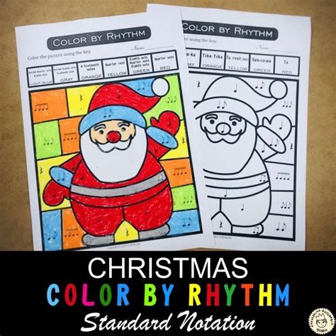 Christmas Music Coloring Sheets | Color by Rhythm | Color by Code ...