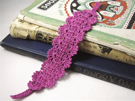 Lace Bookmark Pink Lacy With Ribbon Handmade Crochet - Etsy