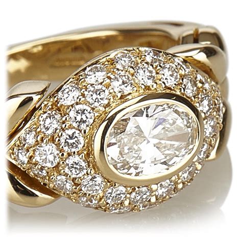 Bulgari Vintage - 18K Diamond Ring - Bvlgari Ring in Yellow Gold with Oval Diamond Heart ...