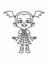 Smiling vampire girl coloring Page sketch template