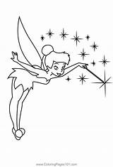 Tinkerbell With Magic Stick Coloring Page For Kids  Free Tinker Bell sketch template