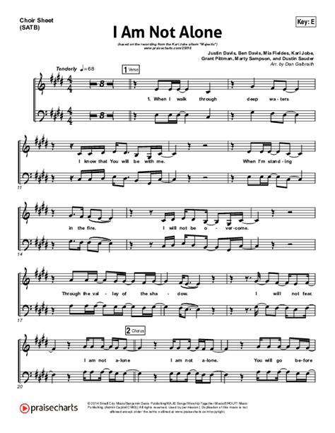 I Am Not Alone (Choral Anthem SATB) Choir Sheet Music PDF (Kari Jobe / Arr. Richard Kingsmore ...