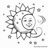 Sun Moon And Stars Coloring Pages  Free & Printable sketch template