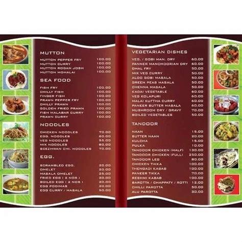 Paper Menu Card Printing Service, in Pan India, Custom at Rs 5/piece in New Delhi