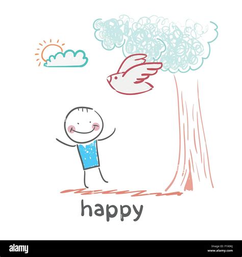 happy. Fun cartoon style illustration. The situation of life Stock ...