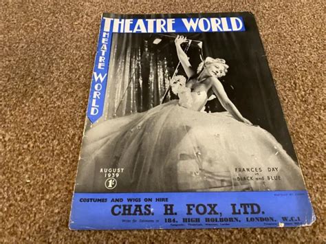 FTWB8 THEATRE WORLD Magazine Cover Page 11X8 1939 Aug Frances Day $8.80 - PicClick