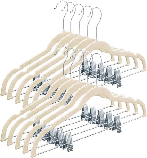 Amazon.com: Home-it 10 Pack Clothes Hangers with Clips - Ivory Velvet Hangers for Skirt Hangers ...