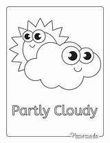 Coloring Cloudy Pages Weather Colouring Clipart 01a Sunny Clip Edupics  sketch template