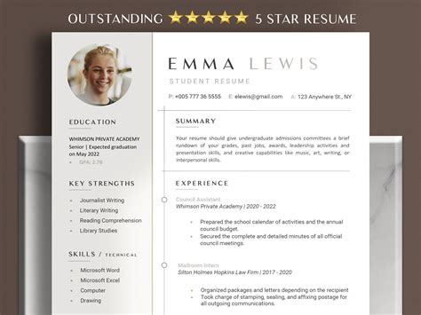 Resume Template for High School Students in Google Docs Word - Etsy Norway