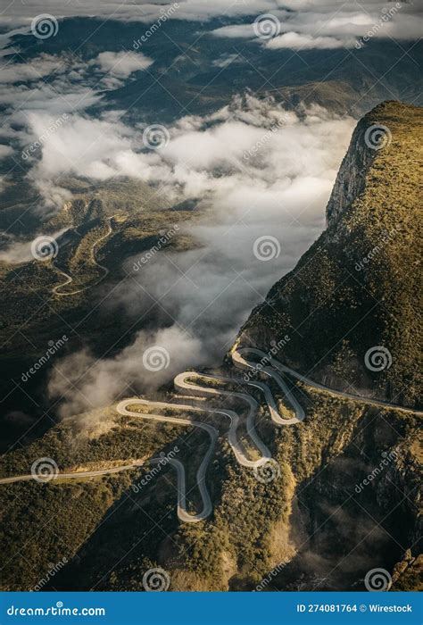 Aerial View of Serra Da Leba Road Winding through a Mountainous Landscape Stock Photo - Image of ...