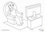 Watch Tv Coloring Pages sketch template