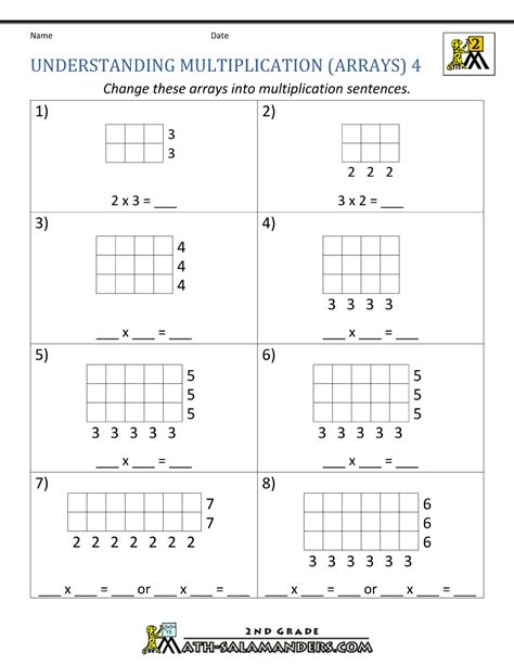 Printable Multiplication Arrays Worksheets